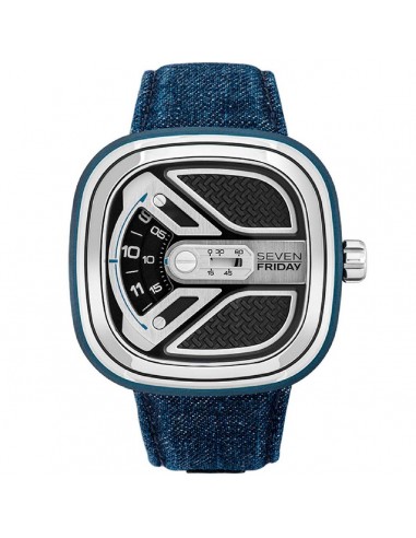 SevenFriday Men's Watch - Urban Explorer Black and Silver Dial Denim Strap | M1B-01 destockage