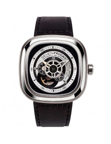 SevenFriday Men's Automatic Watch - P Series Power Reserve Leather Strap | P1B-01 Par le système avancé 