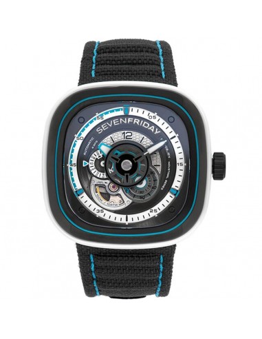 SevenFriday Men's Automatic Watch - NTD Power Reserve Grey and Black Strap | P3C-08 les ligaments