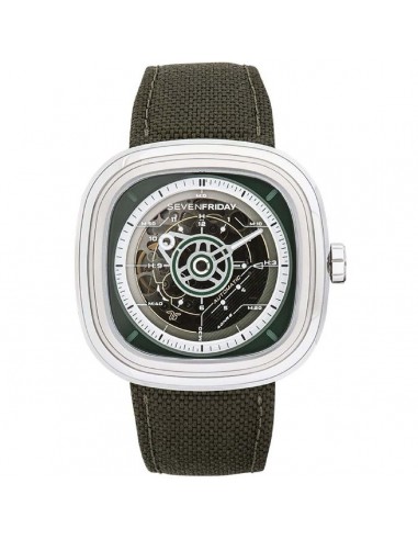 SevenFriday Men's Watch - T Series Power Reserve Green and Silver Dial Strap | T2-01 l'évolution des habitudes 