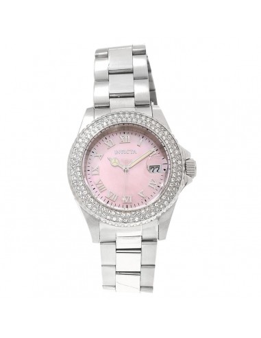 Invicta 19874 Women's Angel Crystal Accented Bezel Pink MOP Dial Steel Bracelet Dive Watch de la marque