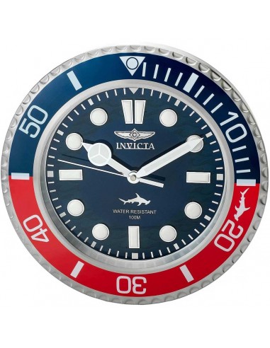 Invicta Chinese Quartz Wall Clock - Pro Diver Blue Dial 14" Round Silver Case | 34938 store