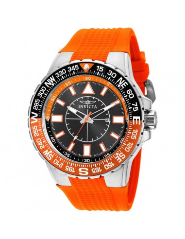 Invicta Men's Watch - Aviator Compass Black and Orange Dial Silicone Strap | 19268 meilleur choix