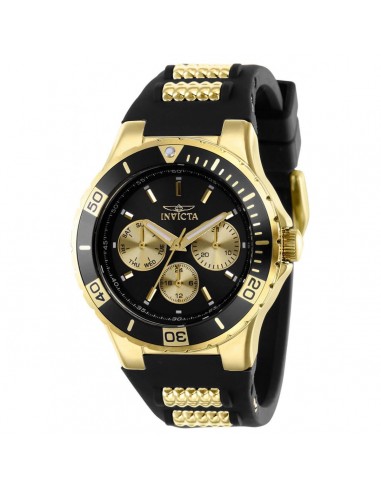 Invicta Women's Chronograph Watch - Aviator Black and Yellow Gold Strap | 37319 les ctes