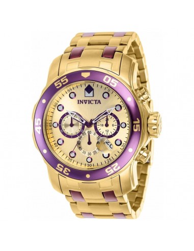 Invicta Men's Chronograph Watch - Pro Diver Yellow Gold and Purple Bracelet | 37692 Voir les baskets