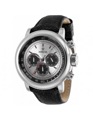 Invicta Men's Chronograph Watch - Vintage Silver Tone and Black Dial Strap | 37784 pas cher