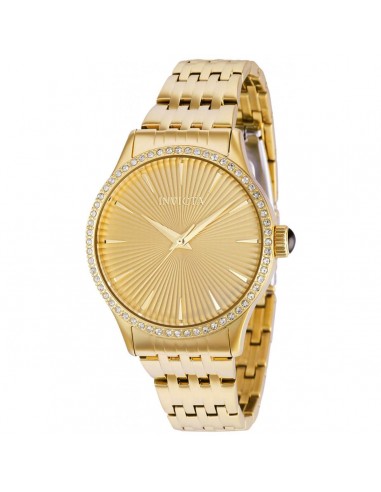 Invicta Women's Quartz Watch - Angel Crystal Bezel Gold Tone Dial Bracelet | 37858 les ctes