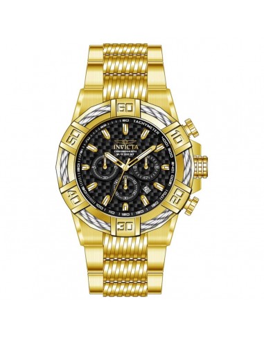 Invicta Men's Quartz Watch - Bolt Black Carbon Fiber Dial Yellow Gold Bracelet | 38022 les ctes