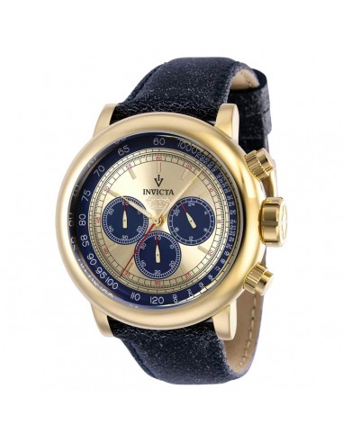 Invicta Men's Chronograph Watch - Vintage Ivory and Blue Dial Leather Strap | 39033 en ligne des produits 