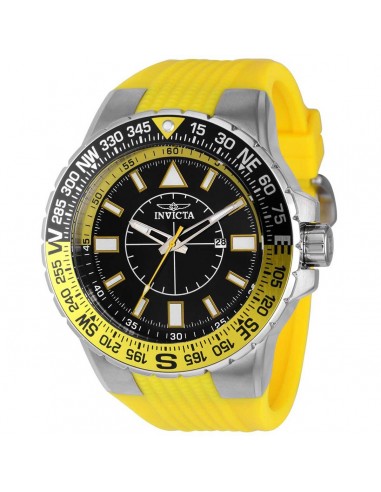 Invicta Men's Aviator Watch - Quartz Compass Black Dial Yellow Rubber Strap | 36981 Vous souhaitez 