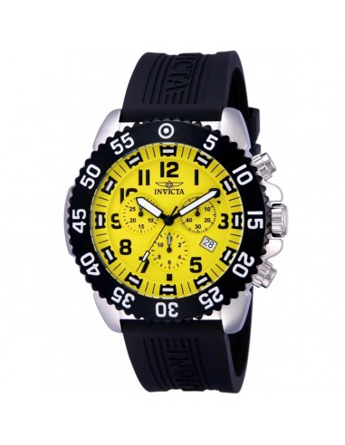 Invicta Men's Chronograph Watch - Pro Diver Yellow Dial Black Silicone Strap | 10357 Venez découvrir notre 