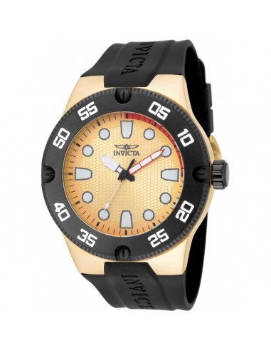 Invicta Men's Watch - Pro Diver Japanese Quartz Gold Tone Dial Black Strap| 18024 Faites des économies