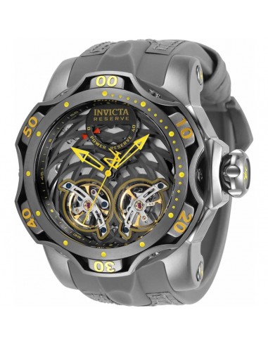 Invicta Men's Automatic Watch - Reserve Venom Grey Leather and Silicone Strap | 34473 Dans la société mordern