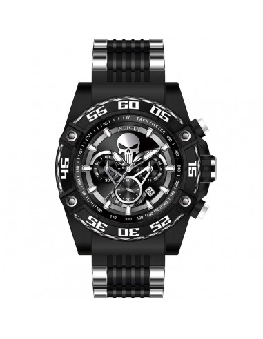 Invicta Men's Chronograph Watch - Marvel Punisher Silver and Black Dial Strap | 35365 de France