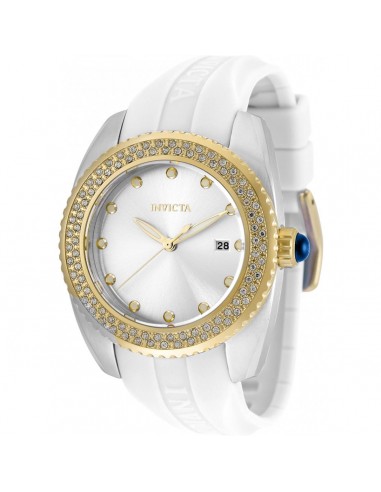 Invicta Women's Quartz Watch - Angel Silver Tone Dial White Silicone Strap | 36063 brillant des détails fins