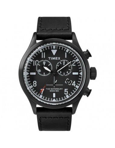 Timex Men's Chronograph Watch - Waterbury Black Leather Strap | TW2R12700VQ offre 