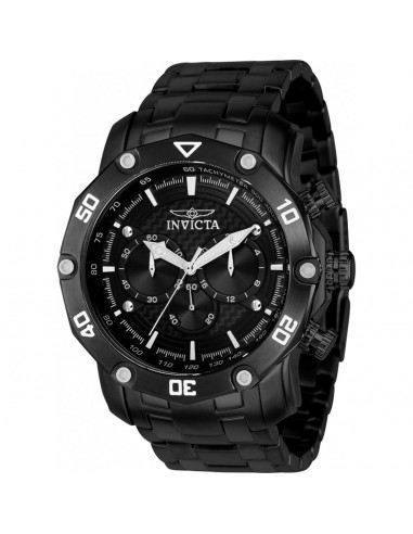 Invicta Men's Watch - Pro Diver Chronograph Black Carbon Fiber Dial Bracelet | 37724 Véritable concentré