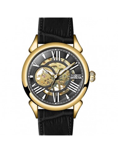 Invicta Men's Watch - Vintage Black and Gold Tone Semi Skeleton Dial Strap | 38163 votre restaurant rapide dans 