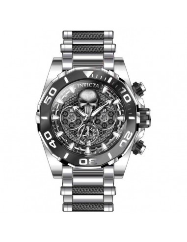 Invicta Men's Quartz Watch - Marvel Punisher Silver Tone and Black Bracelet | 37684 Jusqu'à 80% De Réduction