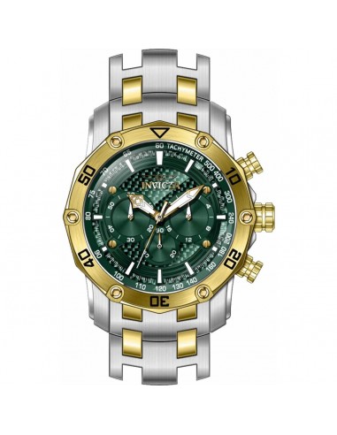 Invicta Men's Watch - Pro Diver Chrono Rotating Bezel Green Dial SS Bracelet | 38446 sur le site 