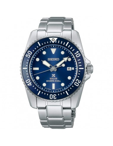 Seiko Men's Watch - Prospex Solar Blue Dial Steel Bracelet Rotating Bezel | SNE585P1 Faites des économies