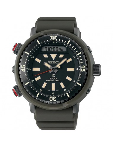 Seiko Men's Watch - Prospex Analog Digital Dial Dark Green Silicone Strap | SNJ031P1 basket pas cher