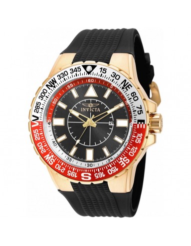 Invicta Men's Watch - Aviator Quartz Compass Black and Red Dial Rubber Strap | 19271 Profitez des Offres !