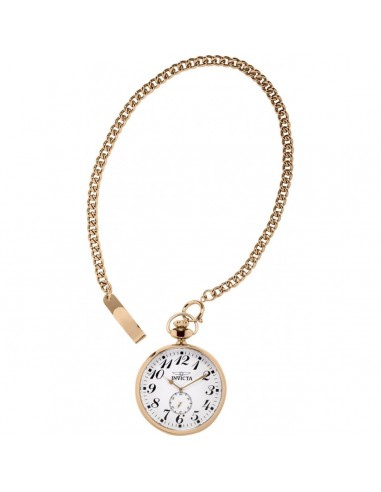 Invicta Men's Pocket Watch - Vintage White Dial Rose Stainless Steel Chain | 34574 la colonne vertébrale