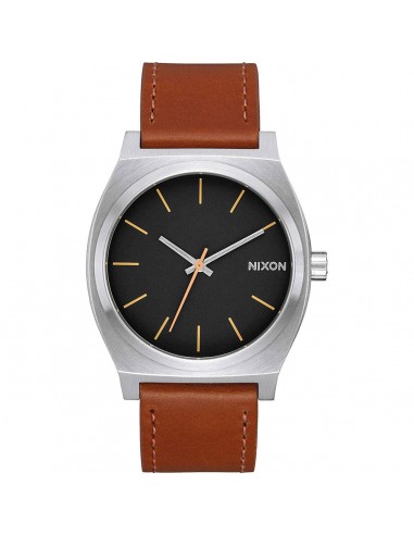 Nixon Men's Quartz Watch - Time Teller Black Dial Leather Strap SS Case | A0452455 de pas cher