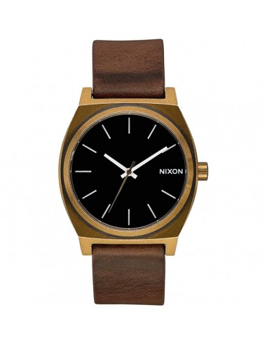 Nixon Men's Quartz Watch - Time Teller Brown Leather Strap YG Steel Case | A0453053 la colonne vertébrale