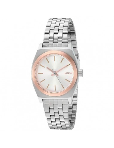 Nixon Women's Watch - Small Time Teller Rose Gold Bezel Silver Tone Case | A3992632 Faites des économies