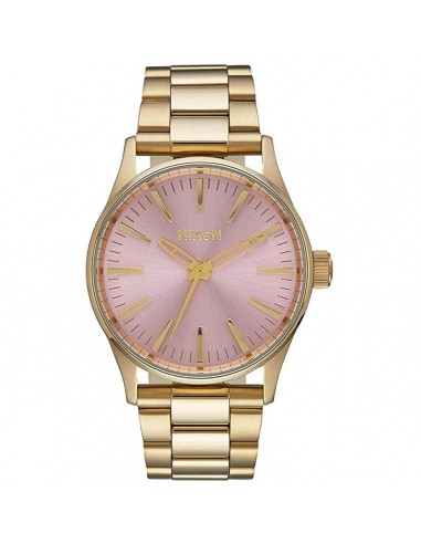 Nixon Men's Quartz Watch - Sentry Pink Dial Yellow Gold Bracelet | A4502360 Profitez des Offres !