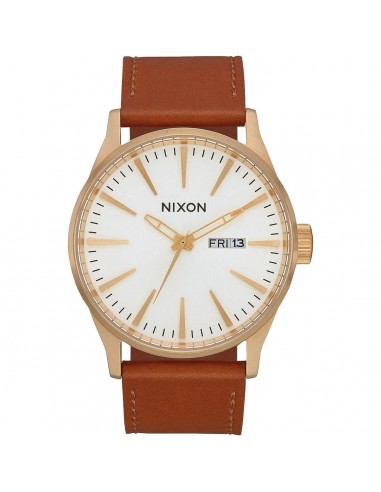 Nixon Men's Quartz Watch - Sentry White Dial Brown Calfskin Leather Strap | A1052621 outlet