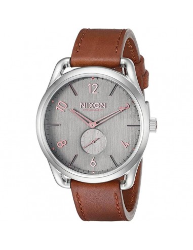 Nixon Men's Watch - C45 Grey Dial Silver Tone Case Brown Leather Strap | A4652064 en ligne des produits 