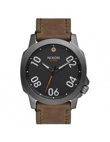 Nixon Men's Watch - Ranger Black Dial Gunmetal Case Brown Leather Strap | A4662072 Les êtres humains sont 