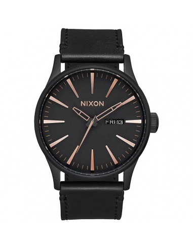 Nixon Men's Quartz Watch - Sentry Black Leather Strap Date Display SS Case | A105957 Venez découvrir notre 