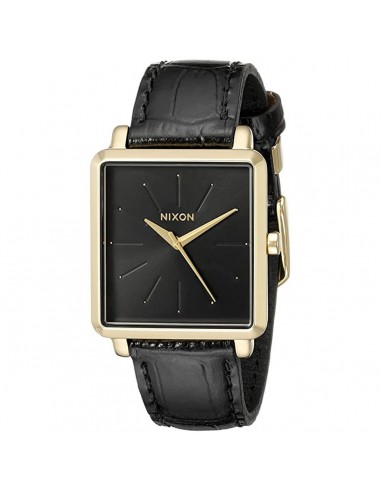 Nixon Women's Watch - K Squared Yellow Gold Case Black Dial Leather Strap | A4722022 Jusqu'à 80% De Réduction