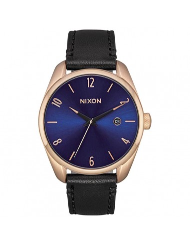 Nixon Men's Quartz Watch - Bullet Blue Dial Rose Gold Tone Case Black Strap | A4732763 les ctes