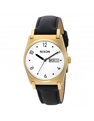 Nixon Women's Quartz Watch - Jane Day-Date White Dial Black Leather Strap | A955513 Faites des économies