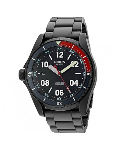 Nixon Men's Left Hand Watch - Descender Red and Black Bezel Bracelet | A9591320 pas chere