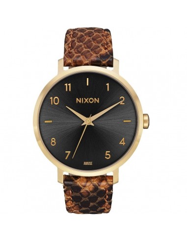 Nixon Women's Quartz Watch - Arrow Black Dial Brown Leather Snake Strap | A10912891 2024