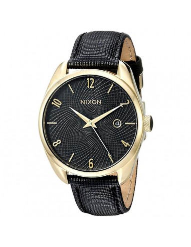 Nixon Women's Watch - Bullet Black Dial Yellow Gold Case Leather Strap | A473513 la chaussure