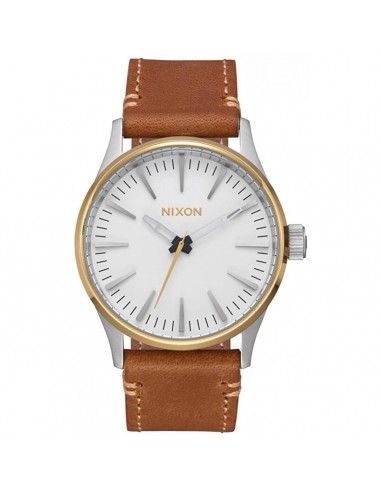 Nixon Men's Quartz Watch - The Sentry White Dial Brown Leather Strap | A3772548 livraison gratuite