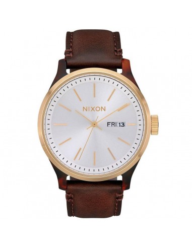 Nixon Men's Japanese Quartz Watch - Sentry White Dial Brown Leather Strap | A12633169 JUSQU'A -70%! 