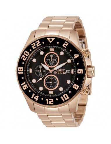 Invicta Men's Quartz Watch - Specialty Chronograph Black Dial Rose Gold Steel | 15943 pas chere