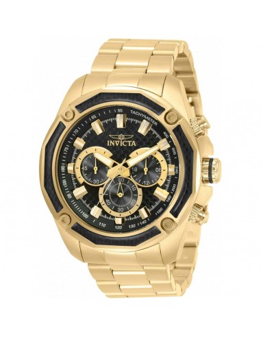 Invicta Men's Chronograph Watch - Aviator Black Dial Yellow Gold Bracelet | 34158 basket pas cher