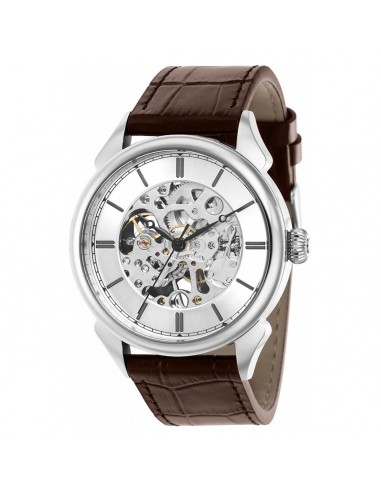 Invicta Men's Mechanical Watch - Vintage Silver Tone Case Brown Leather Strap | 38170 prix pour 