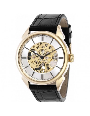 Invicta Men's Mechanical Watch - Vintage Yellow Gold Case Black Leather Strap | 38172 Venez découvrir notre 