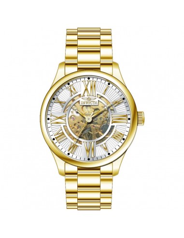 Invicta Men's Watch - Objet D Art Semi Skeleton Dial Yellow Gold SS Bracelet | 37639 Amélioration de cerveau avec