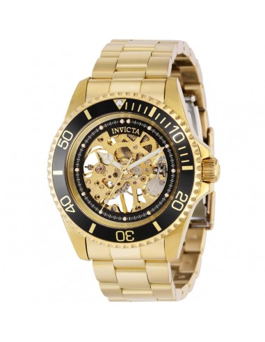 Invicta Men's Mechanical Watch - Pro Diver Black and Gold Semi Skeleton Dial | 37880 brillant des détails fins